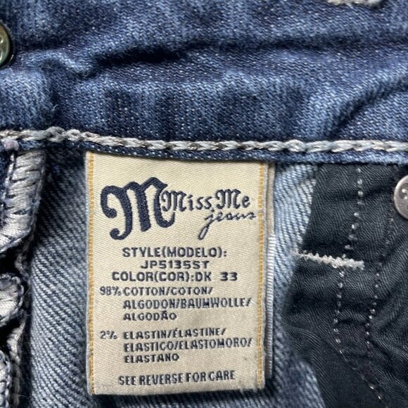 Vintage Y2K Miss Me Womens Denim Blue Studded Distressed Straight Jeans Size 27 - Picture 5 of 13